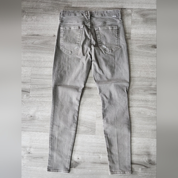 Mother High Waisted Looker Jean Distressed Sample Jean Taupe Gray - Picture 6 of 12